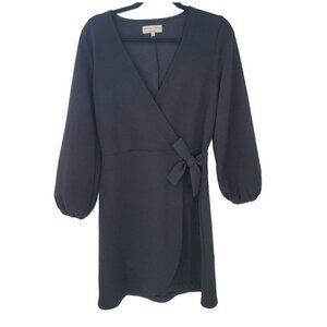 Madewell Little Black Dress Side Tie Faux Wrap Mini Black Long Sleeve Small Work
